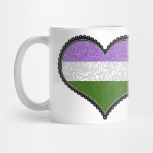 Elegant Genderqueer Pride Decorative Heart in Pride Flag Colors Mug